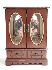 Portagioie con carillon in legno antico portacollane cofanetto design vintage