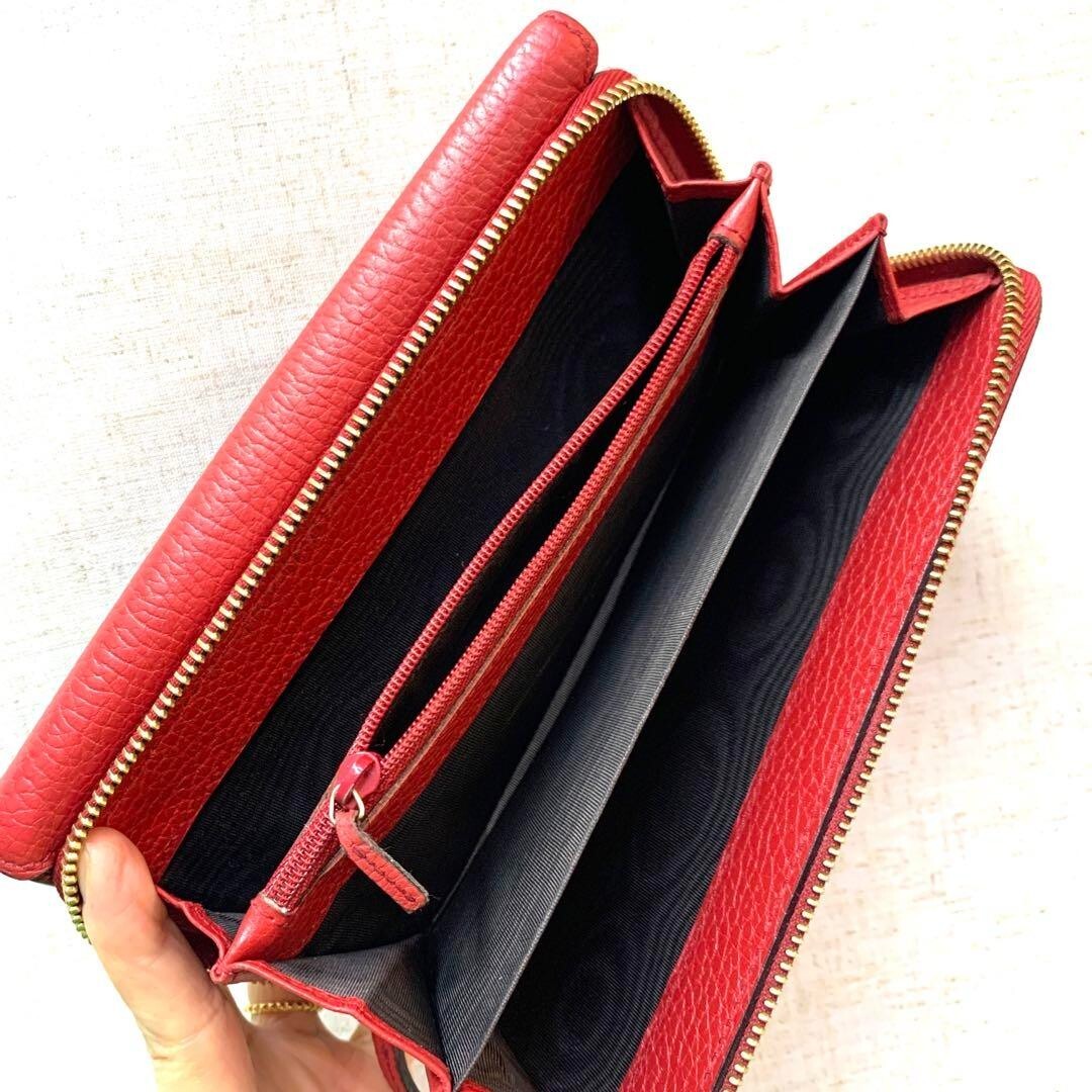 GUCCI Interlocking GG Logo Leather Long Trifold Wallet