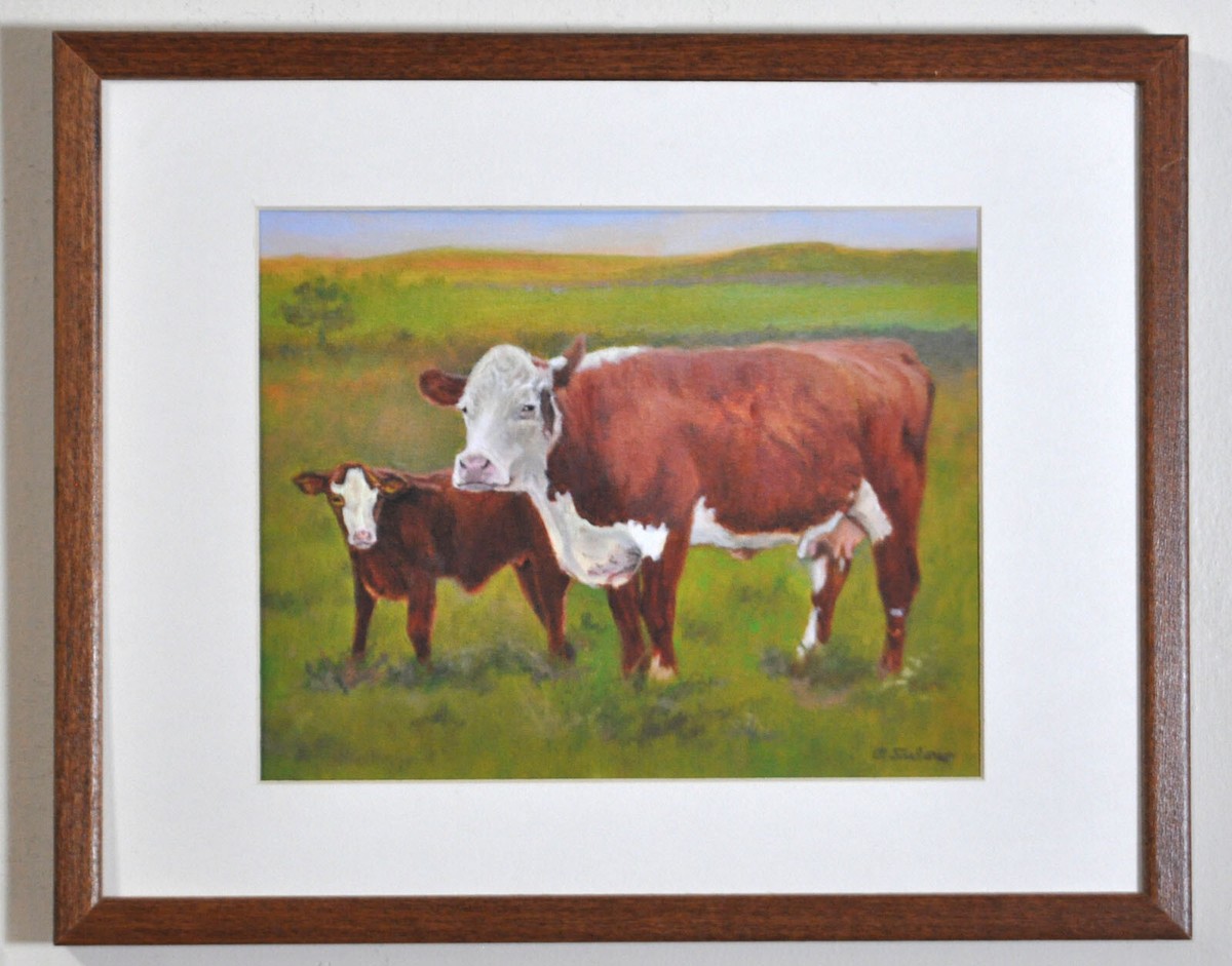 MOTHER COW AND CALF ART PRINT, from Oil Painting by P MOTHER COW AND CALF ART PRINT, from Oil Painting by P
