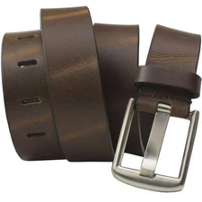 Brown Wide Pin Belt Full Grain Leather Certified Nickel Free Buckle Men
