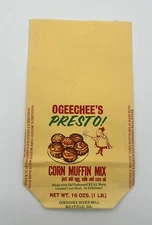 OGEECHEE'S PRESTO! Corn Muffin Mix Unused Paper Bag -  5" wide x 9" tall - NOS