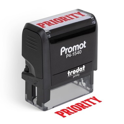 Priority Office Self Inking Rubber Stamp Red Ink Business Desk Accessories