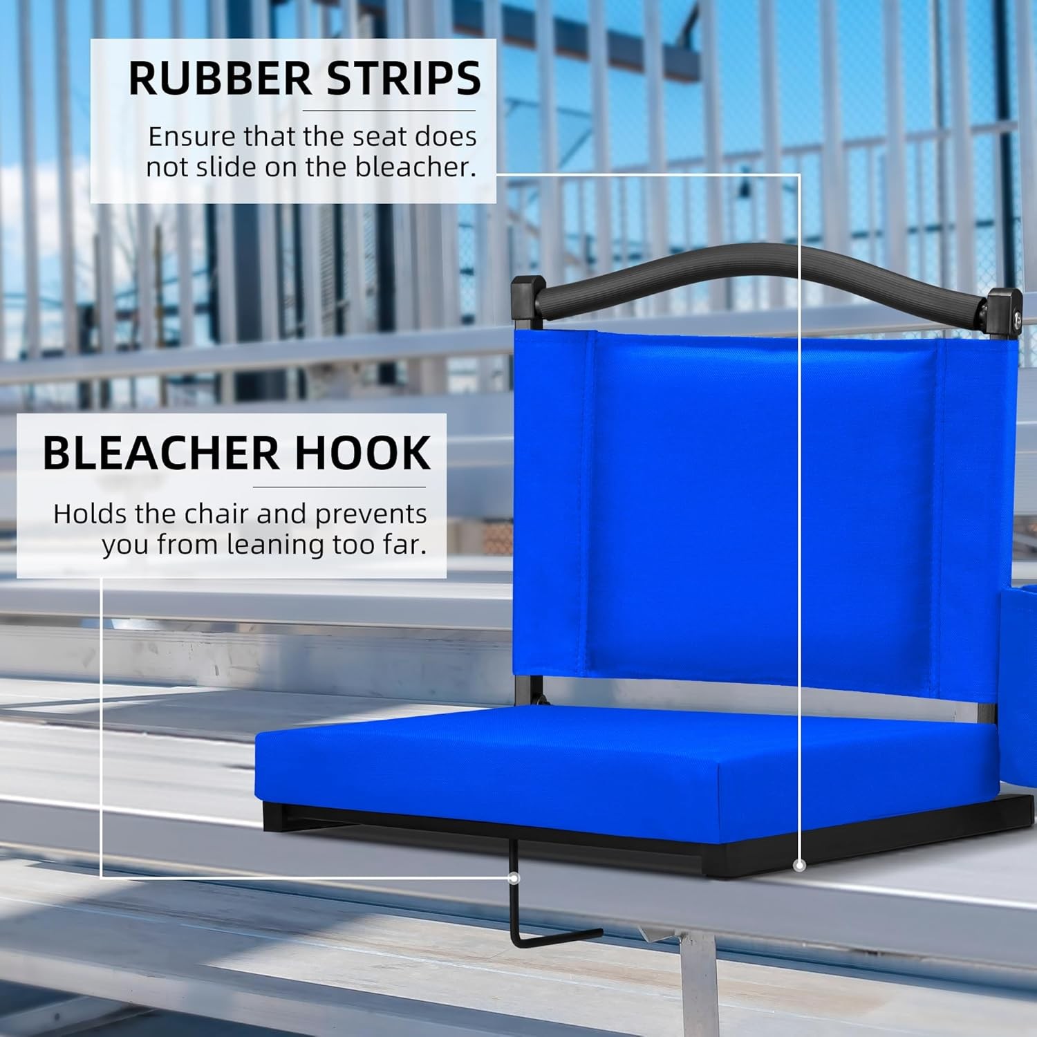 HABUTWAY Stadium Seats with Back Support and Thick Cushion 1 PC, Blue 