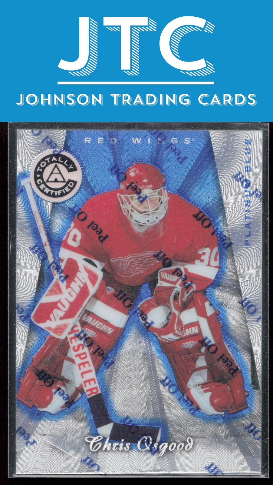 1997-98 Pinnacle Totally Certified Chris Osgood Platinum Blue #4 Detroit (EX)