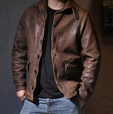 Men's Cafe Racer Vintage Biker Jacket Distressed Brown Real Leather Motorcycle
