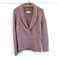 LOFT Large Womens Heather Purple Alpaca Blend Shawl Collar Sweater