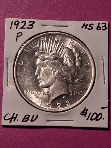 1923-P PEACE SILVER DOLLAR. CHOICE BU CONDITION. HIGH RATED.