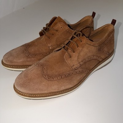 Clarks Chantry Wing Mens 13 Tan Suede Oxford Shoes Leather Wingtip Dress Loafer