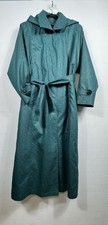 Vintage London Fog Trench Coat Women 14 Teal Hooded Belted 3M Thinsulate Liner