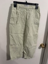 Zara kids Green Linen Cotton Pants Solid Regular Straight Leg Drawstring