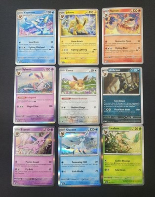 PRISMATIC EVOLUTIONS Complete 9 Card Set NM Eeveelutions Eevee Rev Holo