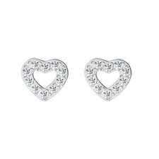 925 Sterling Silver Cute Hollow Heart-Shaped Fashionable Cubic Zirconia Earrings