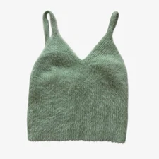 Altar'd State Fuzzy Cropped Tank Top Color Mint Women’s Size XS
