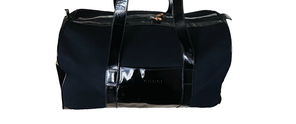 AUTÉNTICA BOLSA DE VIAJE GUCCI BOSTON NEGRA 00210950409 CHAROL BAMBÚ TIRADOR Foto 3 de 4