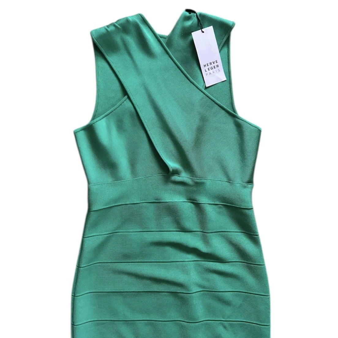 green emerald velvet dress Hervé Léger - Sequin-embellished Halterneck Bandage Mini Dress main image 0