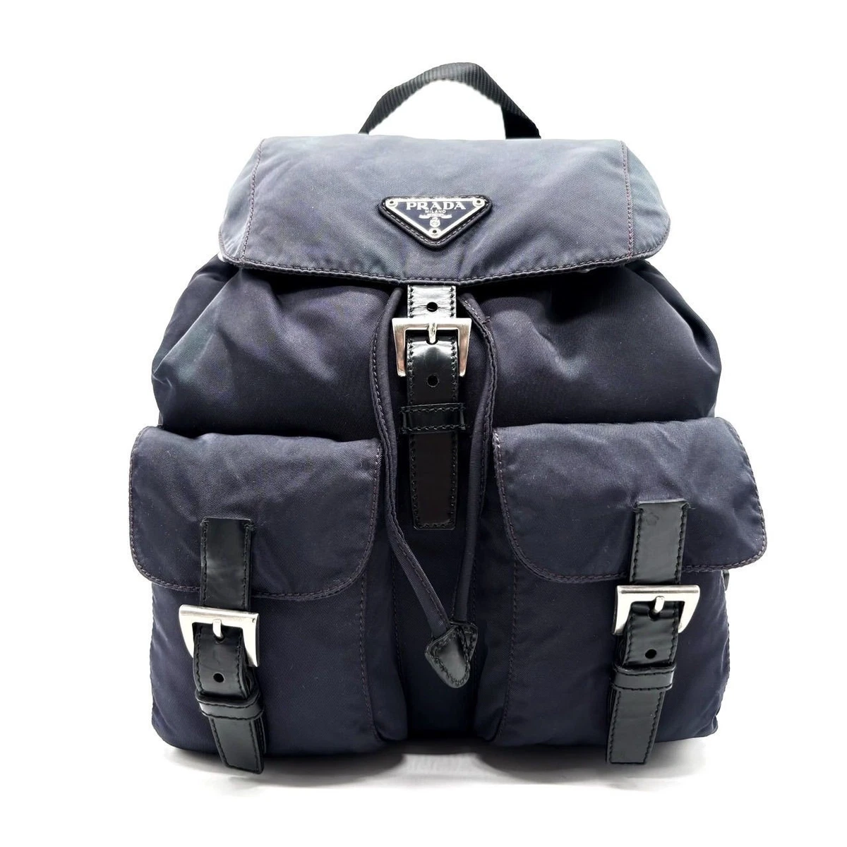 PRADA Backpack Nylon Navy Gold Auth 146671 Prada Navy Nylon Backpack Navy blue ref.1606753 - Joli Closet main image 2