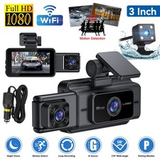 HD 1080P Car DVR 3" Lens Dash Cam Front and Rear Video Recorder Camera G-sensor