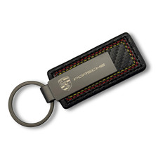 Porsche Keyring Keychain Leather Yellow & Red 911 Boxster Macan Panamera 944 986