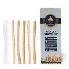 Pack of 5 Miswak Sticks for Teeth with Holder - Vacuum Sealed Natural Flavored