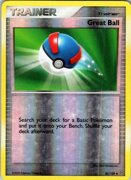 Great Ball 85/100 Uncommon Stormfront Pokemon Reverse Holo Damaged