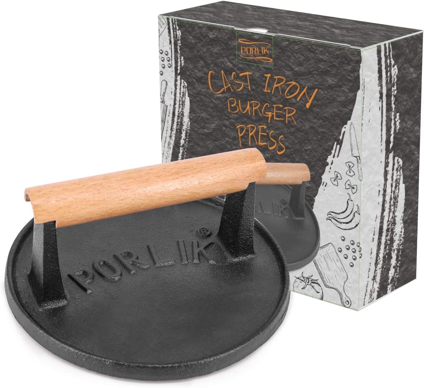 Burger Press,7 inch Hamburger Press,Heavy Duty Smash Burger Press,Round Burger