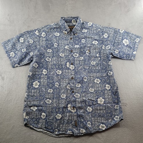 Woolrich Button Down Shirt Mens Extra Large Blue Hawaiian Aztec Button Up