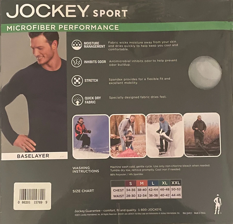 Nueva capa base deportiva de microfibra para hombre Jockey Performance Crew, verde camuflaje talla XXL Foto 3 de 3