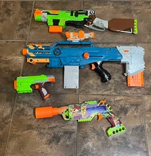 Nerf Zombie Strike 4 Blaster Lot ZED Squad Longshot Slingfire sidestrike Driller