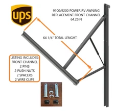 9100/9200 POWER RV AWNING REPLACEMENT FRONT CHANNEL 64.25IN BLACK W/PINS