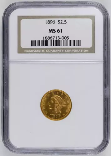 1896 P $2.50 Gold Liberty Head Quarter Eagle NGC MS-61