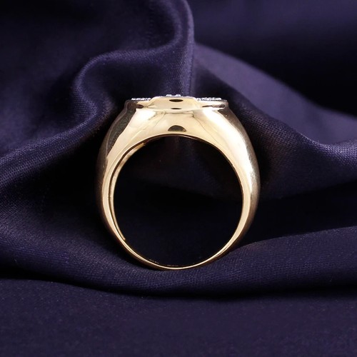 1.30Ct Round Lab Created Diamond Horseshoe Men's Ring 14K Yellow Gold Plated - Picture 5 of 5