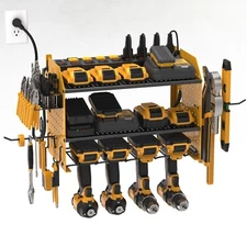 Upgraded Power Tool Rack Wall Mounted Tool Storage Station, Easy to Install