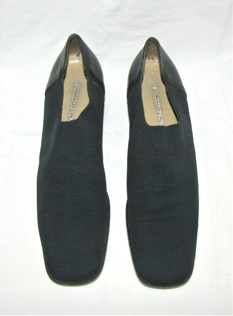 Donald J Pliner Dk Blue Stretch Fabric w Leather Heel Trim Mid