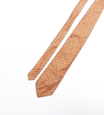 Krawatte für Herren orange geometrisch aus Seide spitz Einheitsgröße