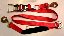 Axle Straps Car Hauler Trailer Auto Tie Down Ratchet Strap Tow Red NEW