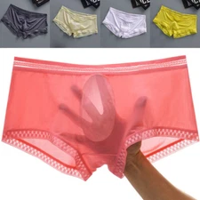 Men Ice Silk Seamless Underwear L-4XL Boxer Briefs Breathable Underpants Panties