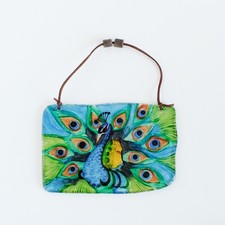 Painted Peacock On Hanging Glass Sun Catcher Bird Colorful Bead Hanger