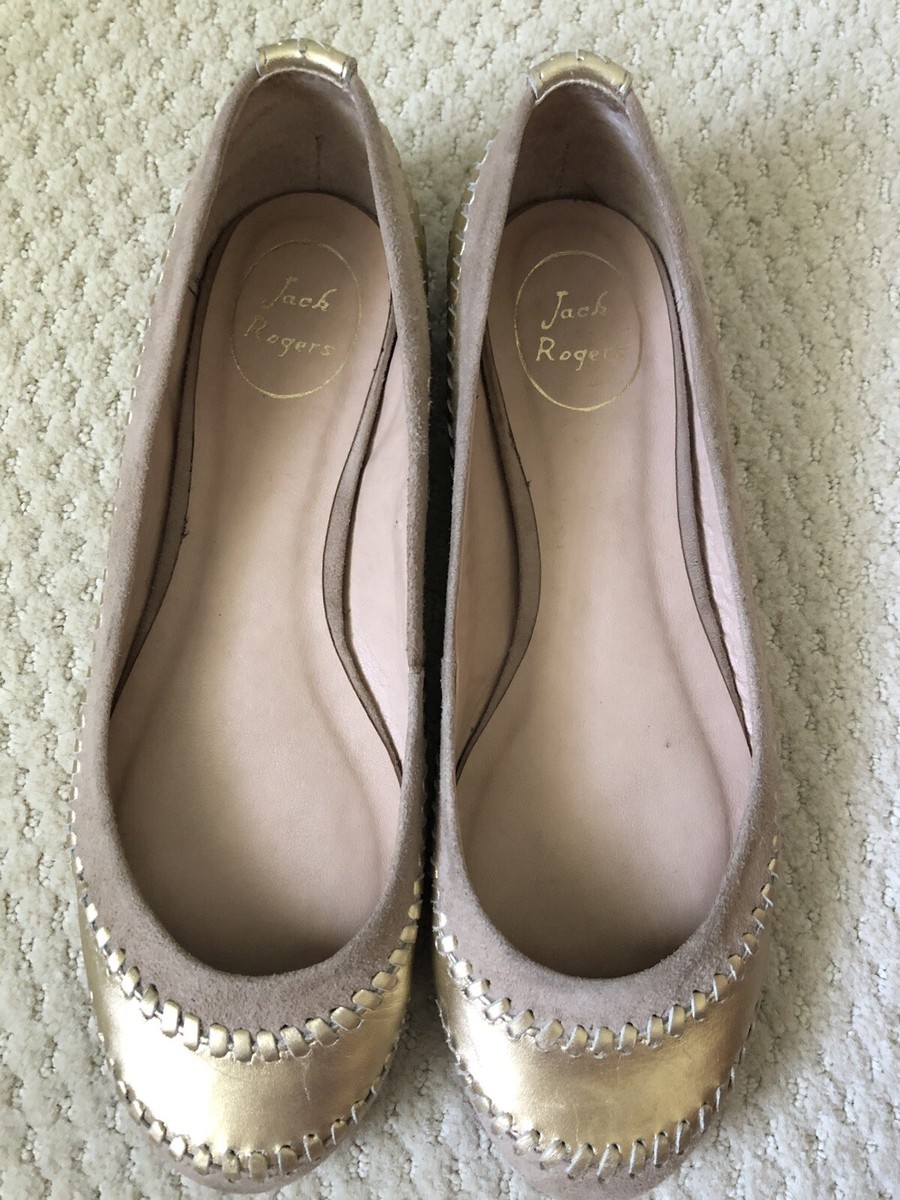 Jack Rogers Size Suede Gold Beige Flat Shoes