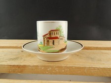 ANTICA TAZZA E PIATTO PORCELLANA IMPERO VECCHIO PARIGI DIPINTA POLICROMA #4816