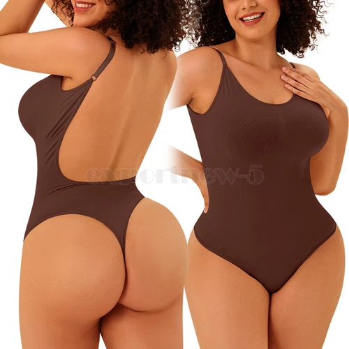Low Back Bodysuit Women Tummy Control Shapewear Seamless Body Shaper Tank Top UK - Picture 34 of 47