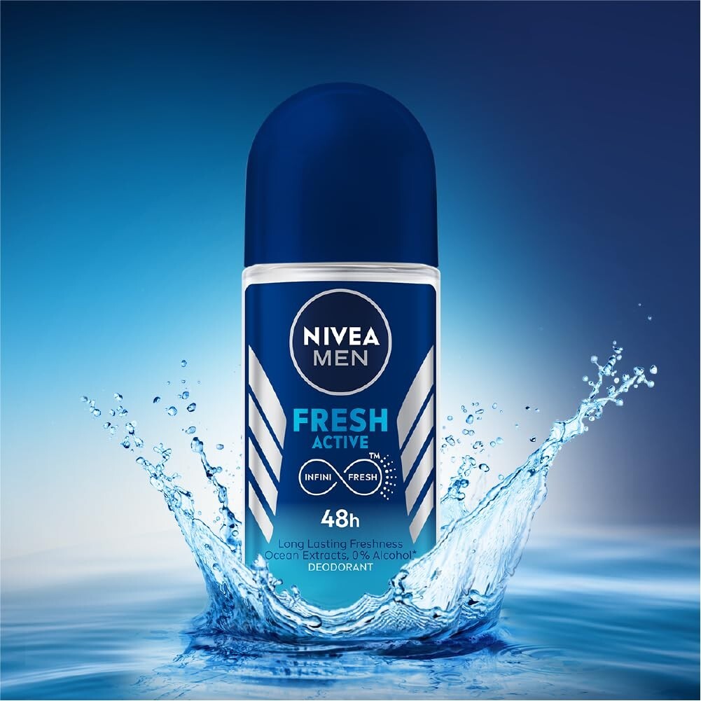 NIVEA MEN Fresh Active 50ml Deo Roll On With Fresh Ocean