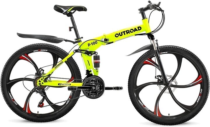 Outroad 26 Inch Folding Mountain Bike, 21 Speed Full Suspens