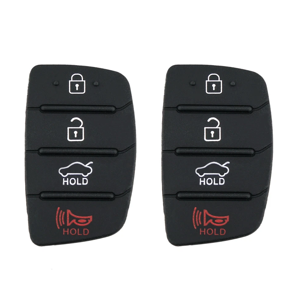 Almohadilla de goma para llavero de coche de 4 botones 2 piezas para Hyundai Santa fe Sonata Tucson Elantra Foto 3 de 4