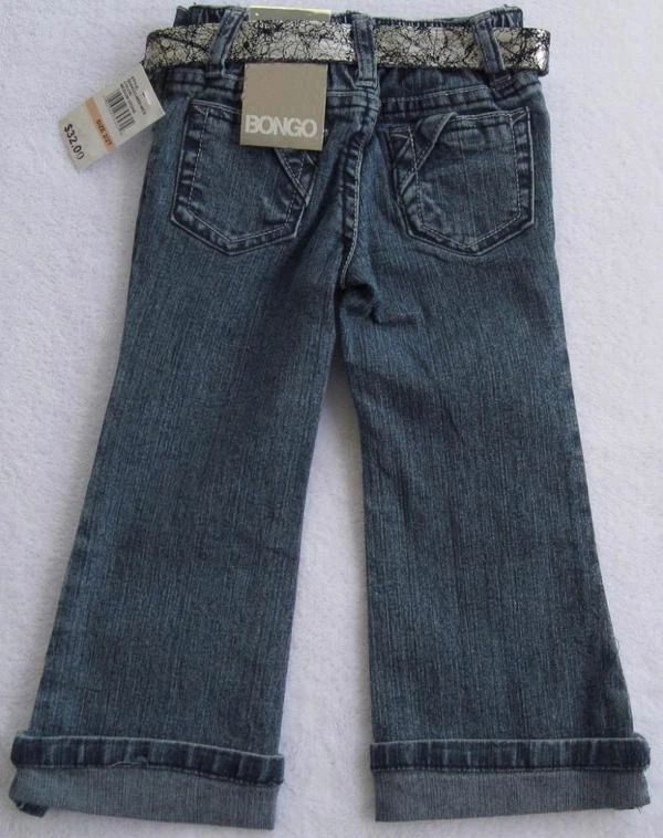 Pantalones de mezclilla azules para niñas Bongo nuevos con etiquetas con negro y plata (talla 2 niño pequeño) NUEVO Foto 2 de 4