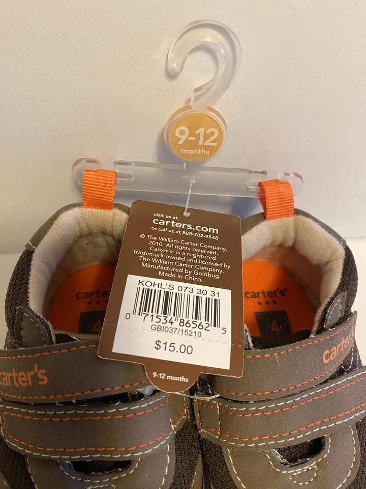 Zapatos Carter's Infantil Calce Cómodo Marrón Borde Naranja Talla 4 (9-12 meses) Bebé Nuevos con Etiquetas Foto 4 de 4