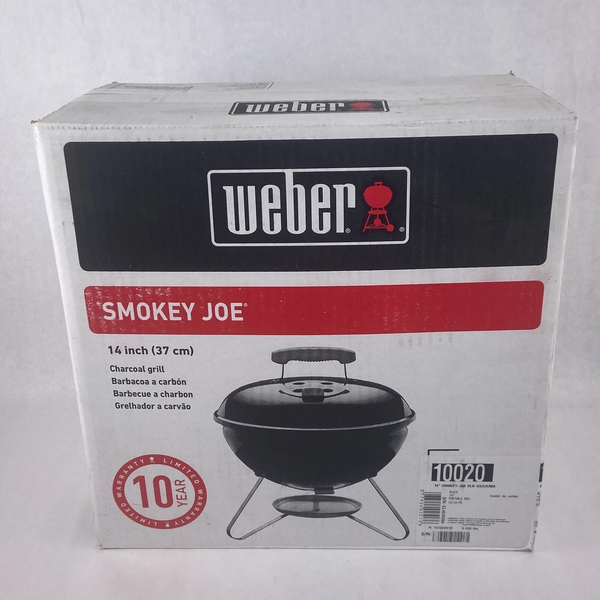 Weber Smokey Joe 14 inch Portable Charcoal Grill Black BBQ Compact Durable 10020