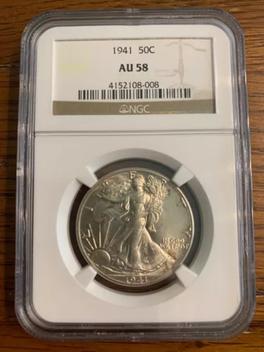 1941 50C Walking Liberty Half Dollar, NGC Grade AU-58