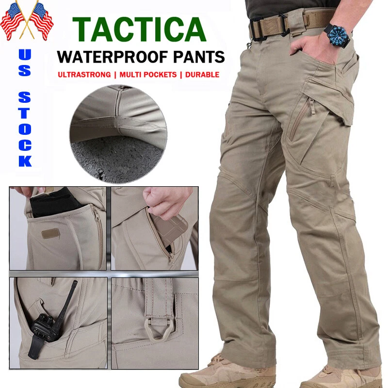 US Tactical Combat Waterproof Pants Men Work Cargo Trousers Outdoor Hiking Pant