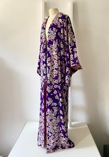 Antico kimono giapponese anni '20 stile art déco prugne viola