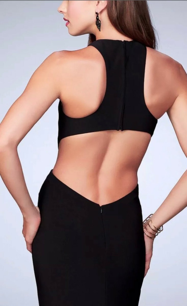 La Femme Style 23791 Halter Beaded Cutout Gown, Black, Size 4 | eBay
